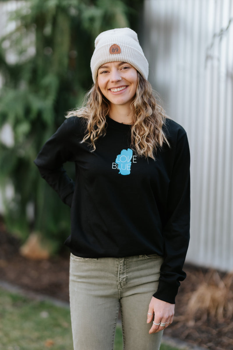 Women's Long Sleeve Love Blue T-shirt | California 89