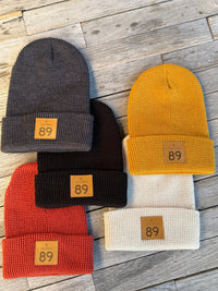 Waffle Cuffed Beanie with 89 Leather Shield | California 89