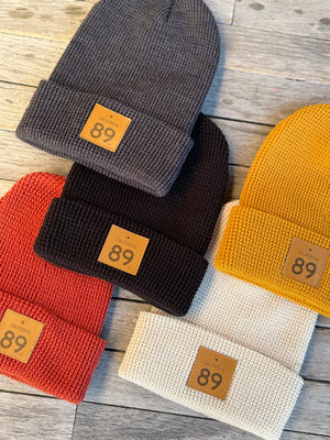 Waffle Cuffed Beanie with 89 Leather Shield | California 89