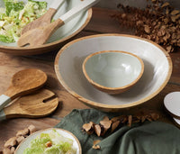 Mango Wood Taupe Enamel Large Serving Set | California 89
