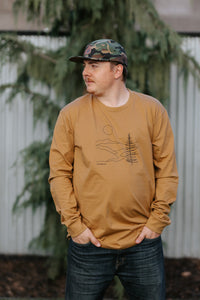 Men's Long Sleeve River Illustration T-Shirt