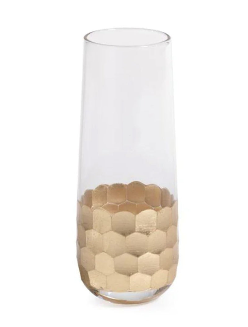 Fez Cut Stemless Champagne Glass with Gold Leaf