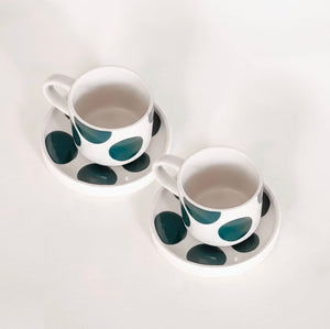 Espresso Dots Cup & Saucer, Set of 2