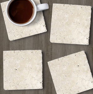 Natural Travertine Coasters - set of 4