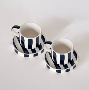 Espresso Stripes Cup & Saucer, set of two