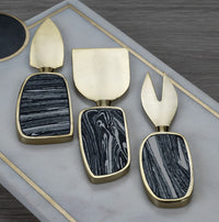 Amalfi Set of 3 Cheese Tools Black with Gold | California 89