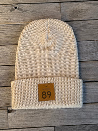 Waffle Cuffed Beanie with 89 Leather Shield | California 89